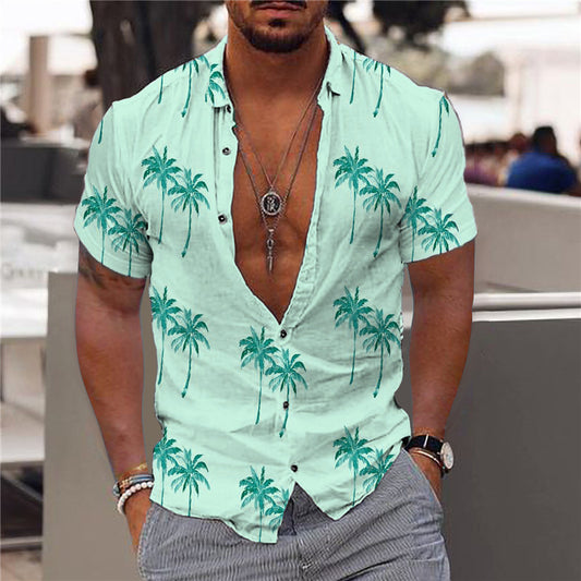 Sommer-Strandhemd im Hawaii-Stil mit Aufdruck