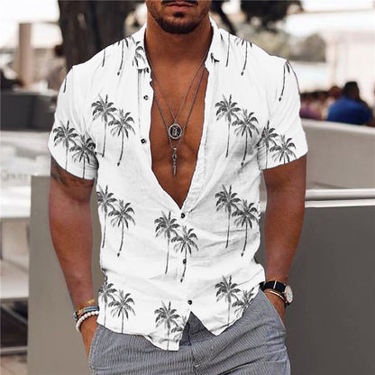 Sommer-Strandhemd im Hawaii-Stil mit Aufdruck