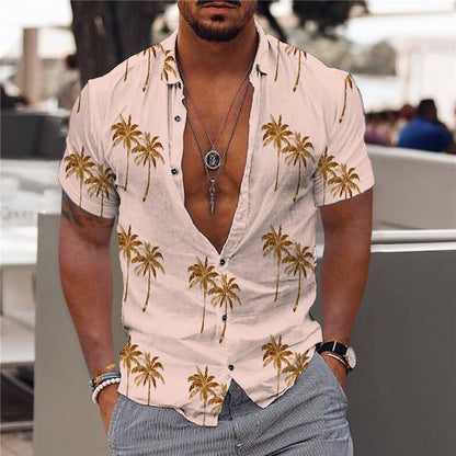 Sommer-Strandhemd im Hawaii-Stil mit Aufdruck