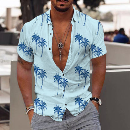 Sommer-Strandhemd im Hawaii-Stil mit Aufdruck
