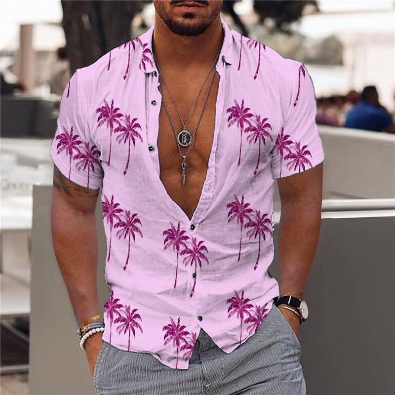 Sommer-Strandhemd im Hawaii-Stil mit Aufdruck