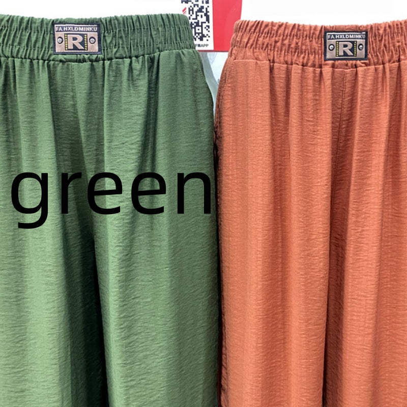 Rettich-Polyesterhose aus Seide und Baumwolle, Mama-Hose, elastischer Bund mit Tasche