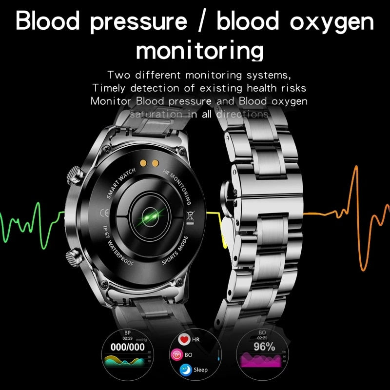 Touchscreen-Stahlband Luxus Bluetooth Herren Smart Watch