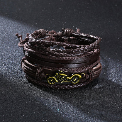 4 Teile/satz Geflochtene Wrap Leder Armbänder für Männer Vintage Tribal Armbänder