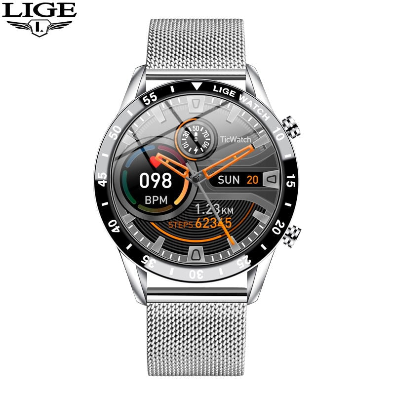 Touchscreen-Stahlband Luxus Bluetooth Herren Smart Watch