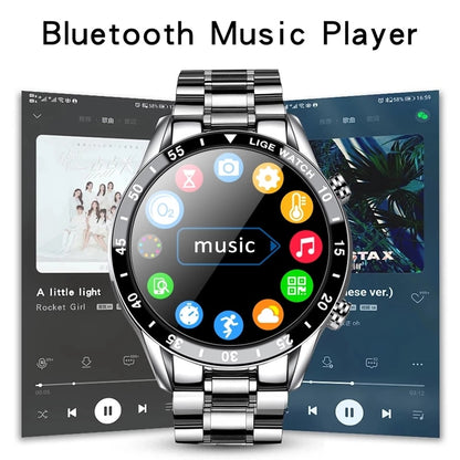 Touchscreen-Stahlband Luxus Bluetooth Herren Smart Watch