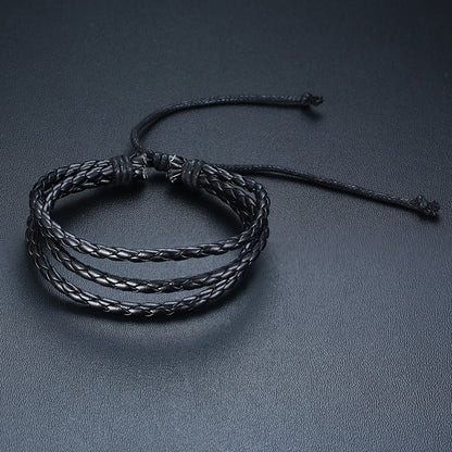 4 Teile/satz Geflochtene Wrap Leder Armbänder für Männer Vintage Tribal Armbänder