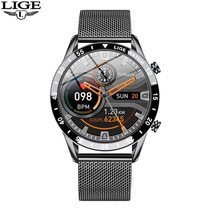Touchscreen-Stahlband Luxus Bluetooth Herren Smart Watch