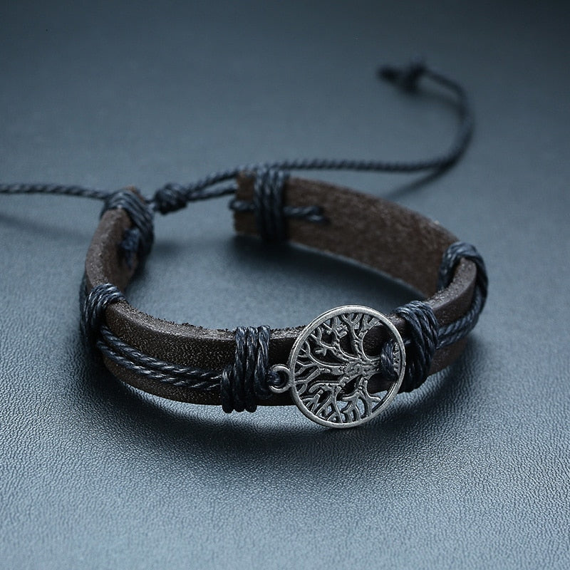 4 Teile/satz Geflochtene Wrap Leder Armbänder für Männer Vintage Tribal Armbänder