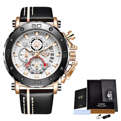 Herrenuhren, modisch, sportlich, Leder, wasserdicht, Quarz, Chronograph