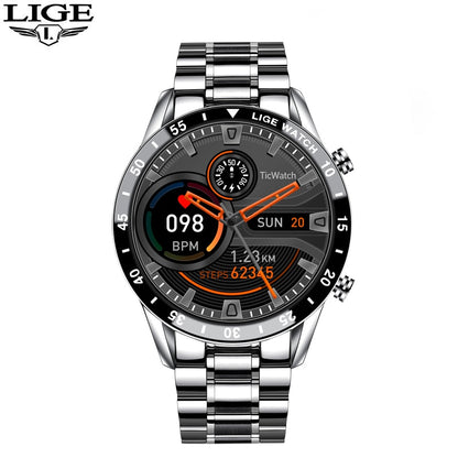 Touchscreen-Stahlband Luxus Bluetooth Herren Smart Watch