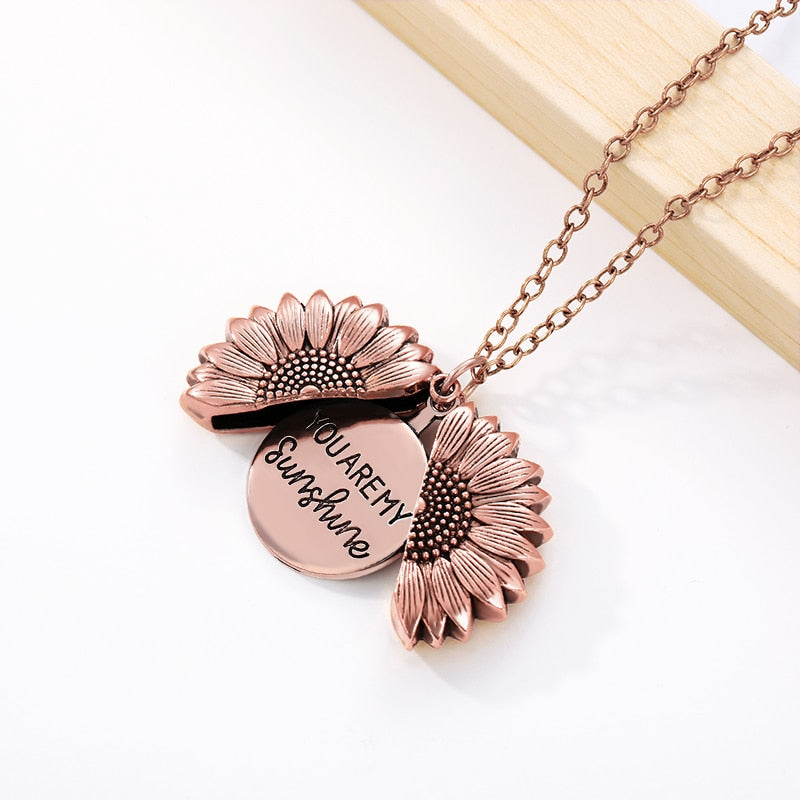 Du bist mein Sonnenschein, offene Medaillon-Halskette, Boho-Schmuck