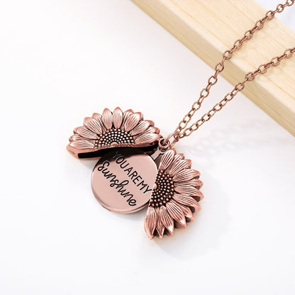 Du bist mein Sonnenschein, offene Medaillon-Halskette, Boho-Schmuck