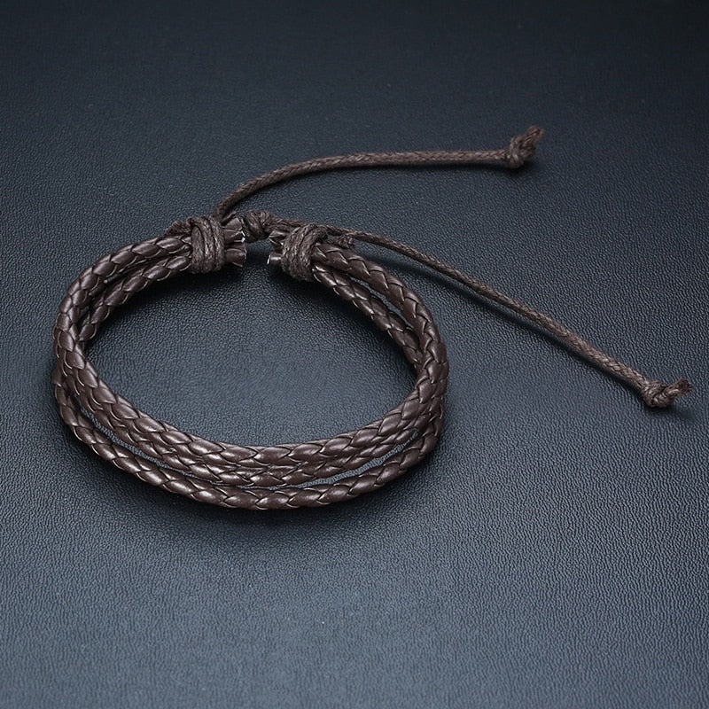 4 Teile/satz Geflochtene Wrap Leder Armbänder für Männer Vintage Tribal Armbänder