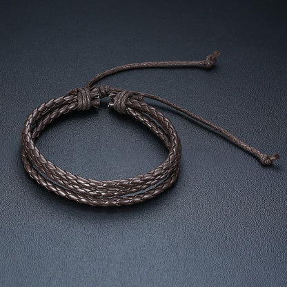 4 Teile/satz Geflochtene Wrap Leder Armbänder für Männer Vintage Tribal Armbänder