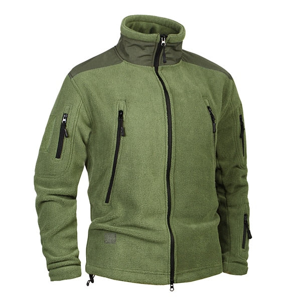 Thick Warm Military Army Fleece Jacket Patchwork Multi Pockets  Men's Jacket and Coats