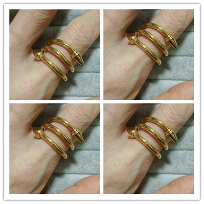 3 Reihen geschichtete Ringe Titan Stahl konische Pfeile Frauen Ring Schmuck