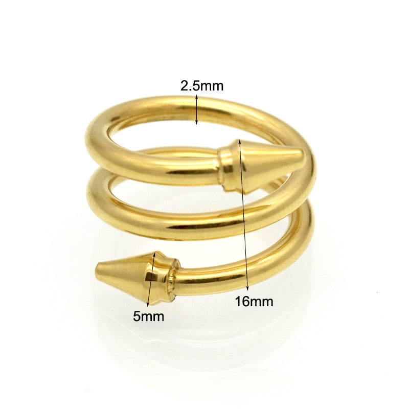 3 Reihen geschichtete Ringe Titan Stahl konische Pfeile Frauen Ring Schmuck