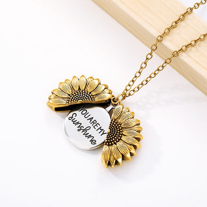Du bist mein Sonnenschein, offene Medaillon-Halskette, Boho-Schmuck