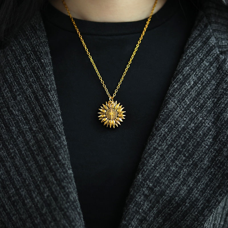 Du bist mein Sonnenschein, offene Medaillon-Halskette, Boho-Schmuck