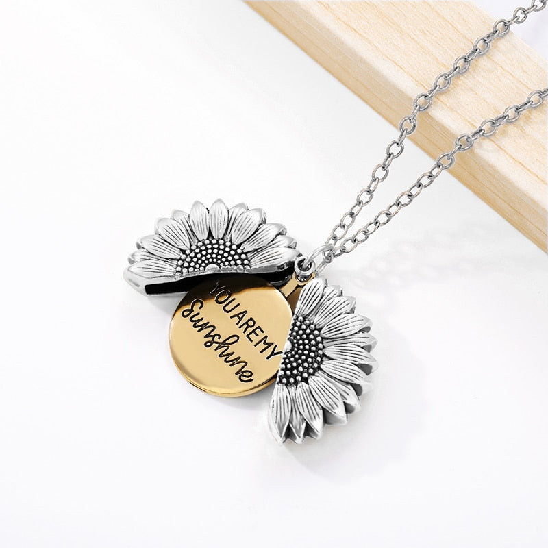 Du bist mein Sonnenschein, offene Medaillon-Halskette, Boho-Schmuck