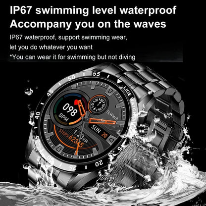 Touchscreen-Stahlband Luxus Bluetooth Herren Smart Watch
