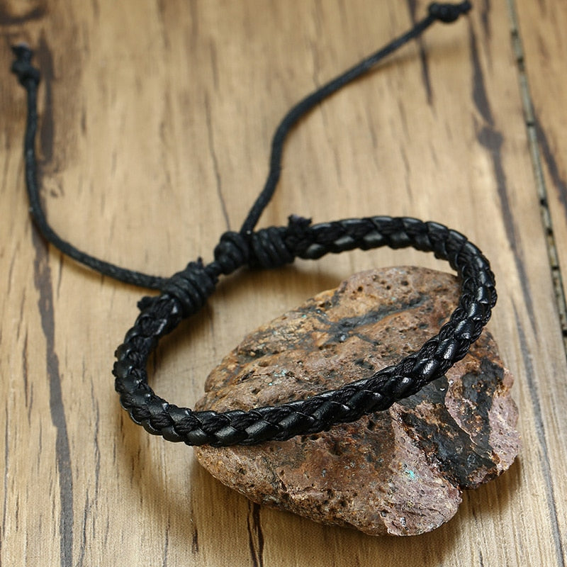 4 Teile/satz Geflochtene Wrap Leder Armbänder für Männer Vintage Tribal Armbänder