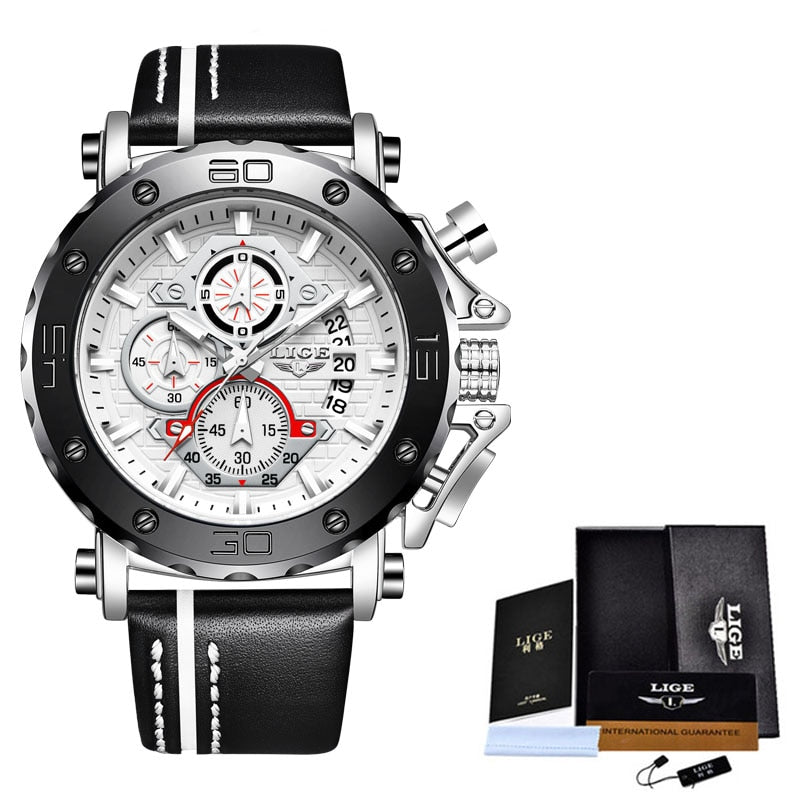 Herrenuhren, modisch, sportlich, Leder, wasserdicht, Quarz, Chronograph