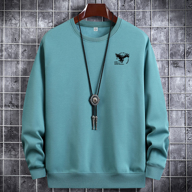 Herren Rundhalspullover Freizeitpullover Langarm Thermooberteil