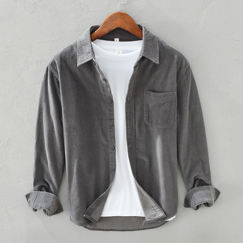 Autumn Cotton Korean Style Loose Corduroy Long-sleeved Shirt Men's Trendy All-matching Coat