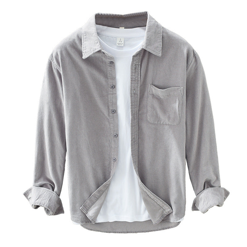 Autumn Cotton Korean Style Loose Corduroy Long-sleeved Shirt Men's Trendy All-matching Coat