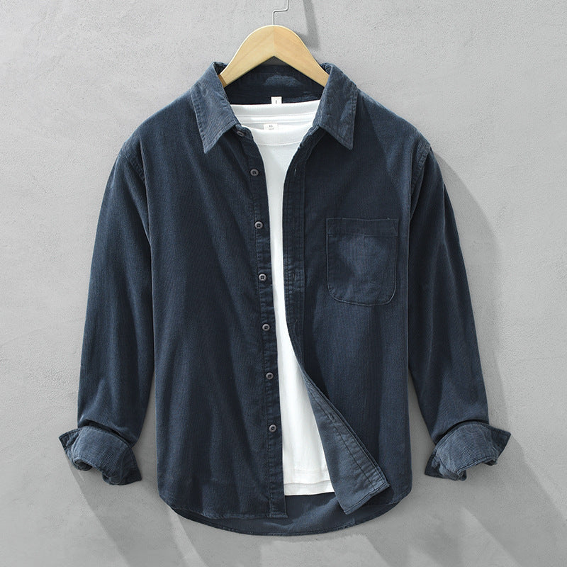 Autumn Cotton Korean Style Loose Corduroy Long-sleeved Shirt Men's Trendy All-matching Coat