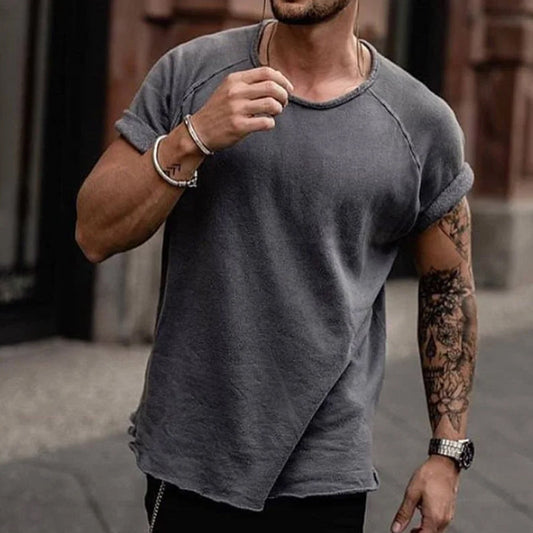 Herren Loose Distressed Einfarbig Street Fashion Kurzarm