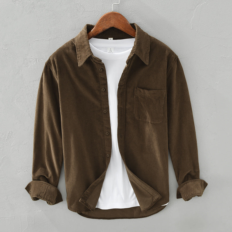 Autumn Cotton Korean Style Loose Corduroy Long-sleeved Shirt Men's Trendy All-matching Coat
