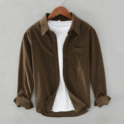 Autumn Cotton Korean Style Loose Corduroy Long-sleeved Shirt Men's Trendy All-matching Coat