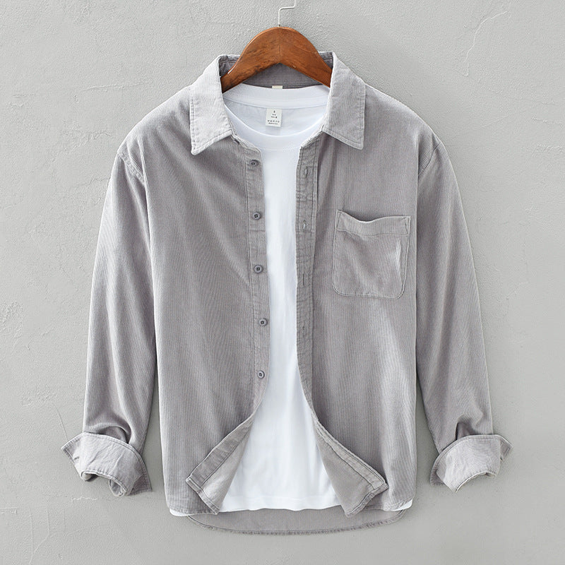Autumn Cotton Korean Style Loose Corduroy Long-sleeved Shirt Men's Trendy All-matching Coat