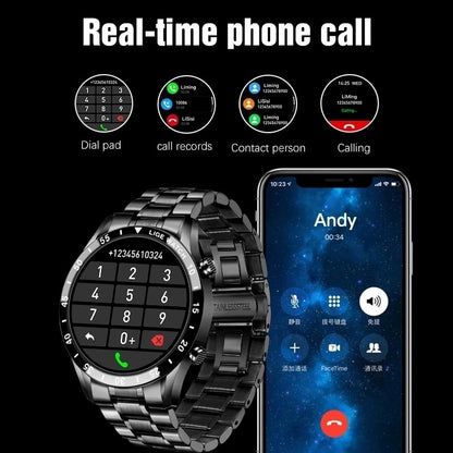 Touchscreen-Stahlband Luxus Bluetooth Herren Smart Watch