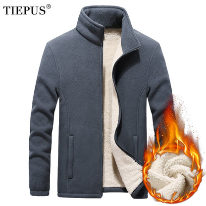 Winter Herrenjacken Dicke Fleece Kapuzen Männer Sweatshirt Solid Casual Mantel