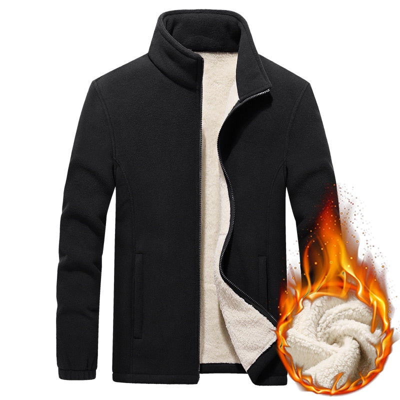 Winter Herrenjacken Dicke Fleece Kapuzen Männer Sweatshirt Solid Casual Mantel
