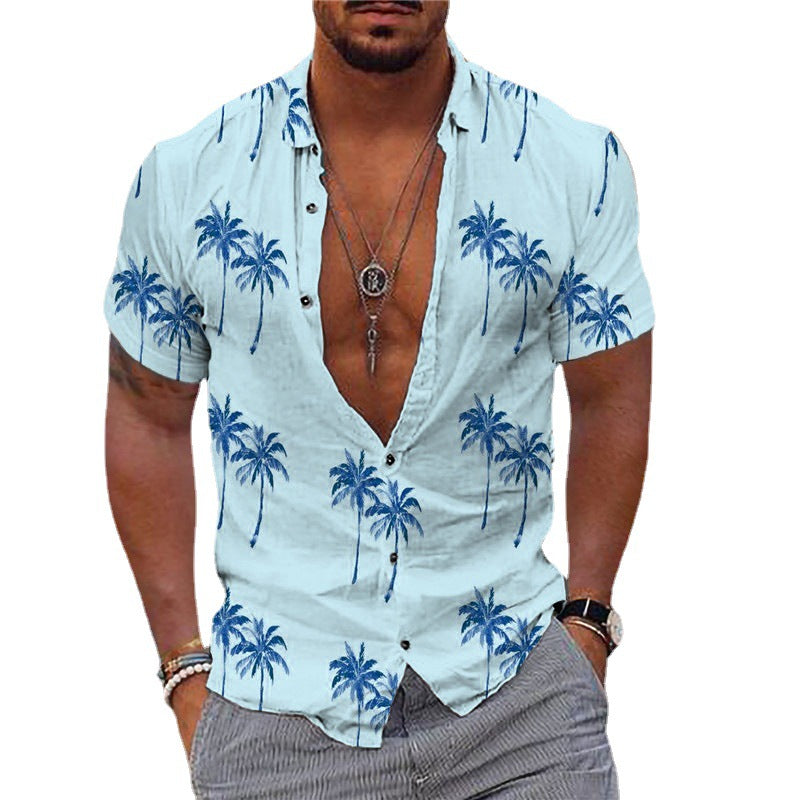 Sommer-Strandhemd im Hawaii-Stil mit Aufdruck
