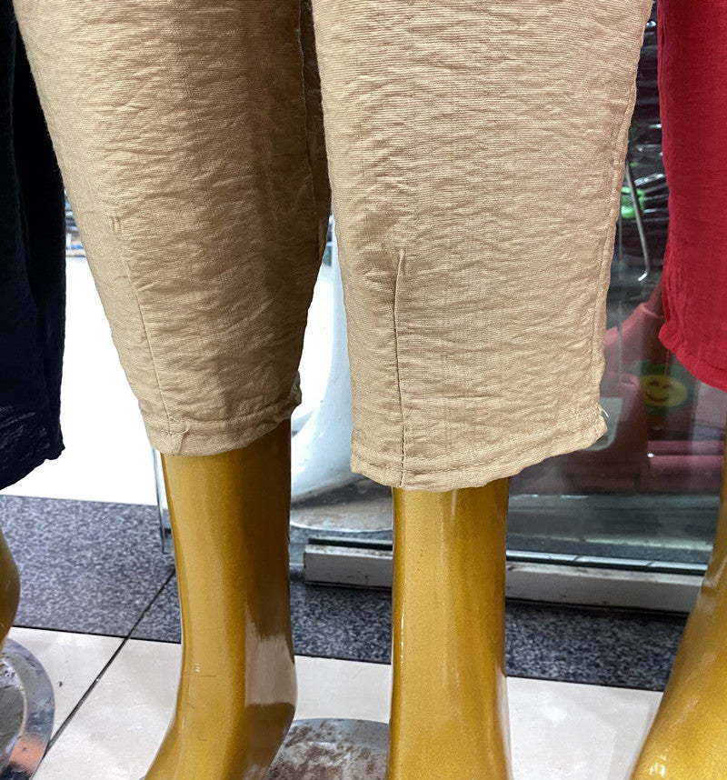 Rettich-Polyesterhose aus Seide und Baumwolle, Mama-Hose, elastischer Bund mit Tasche