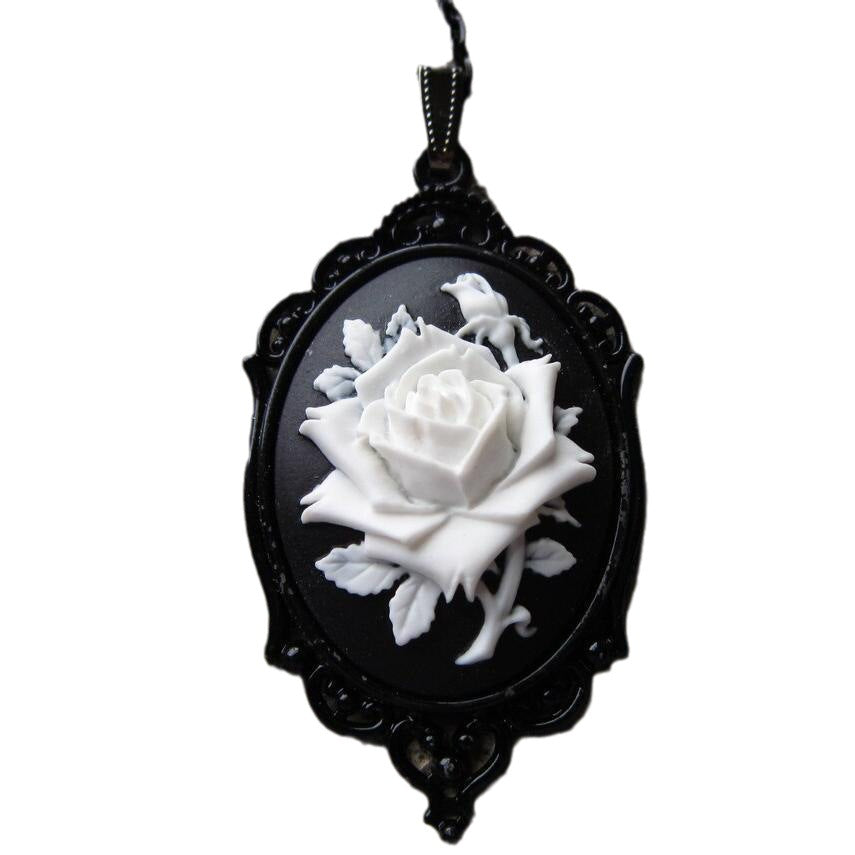 Victoria Schwarze Rose mit weißer oder weißer Rose mit schwarzer Halskette