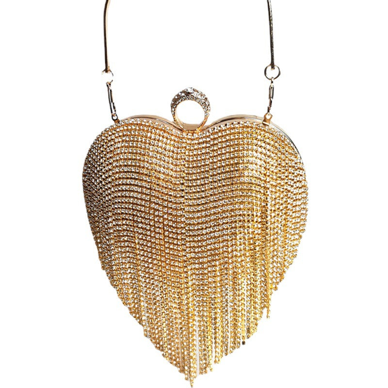 Damenhandtasche mit eingelegten Diamanten und Quasten