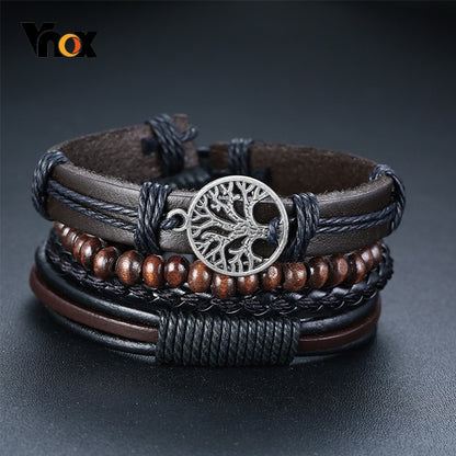 4 Teile/satz Geflochtene Wrap Leder Armbänder für Männer Vintage Tribal Armbänder